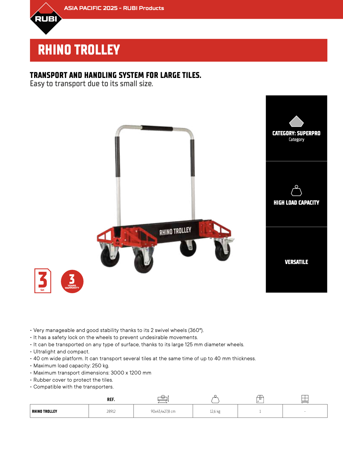 RUBI รถเข็นขนกระเบื้องขนาดใหญ่ RHINO TROLLEY (28912) - Image 7